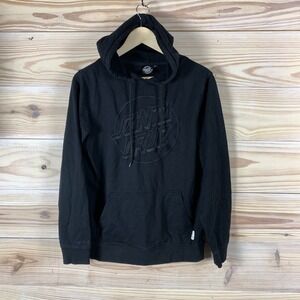 Santa Cruz Hoodie Mens Small Black Tonal Embroidered Dot Logo Pullover Skater